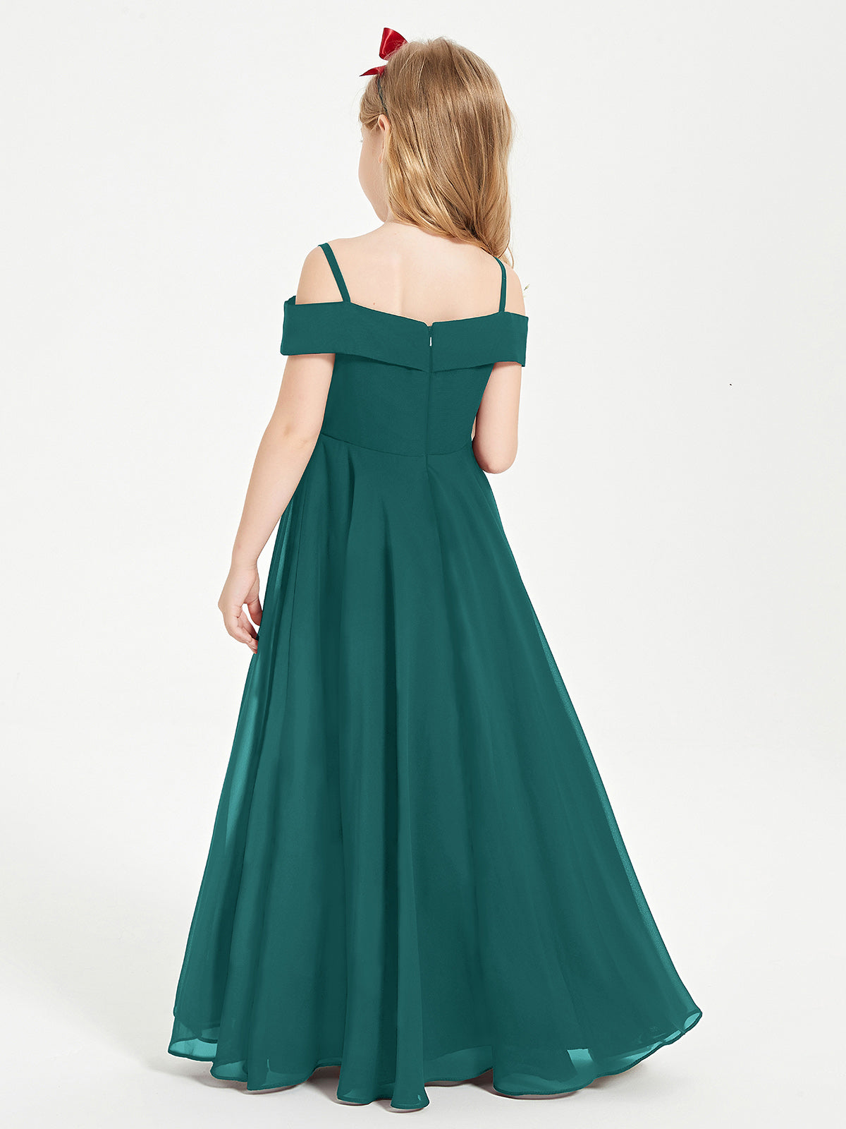 Off-the-Shoulder Dresses for Stylish Junior Bridesmaids Peacock